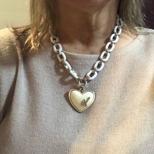 Guess white heart necklace